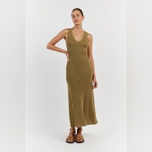 DISSH Asher Pistachio Vneck Midi Dress